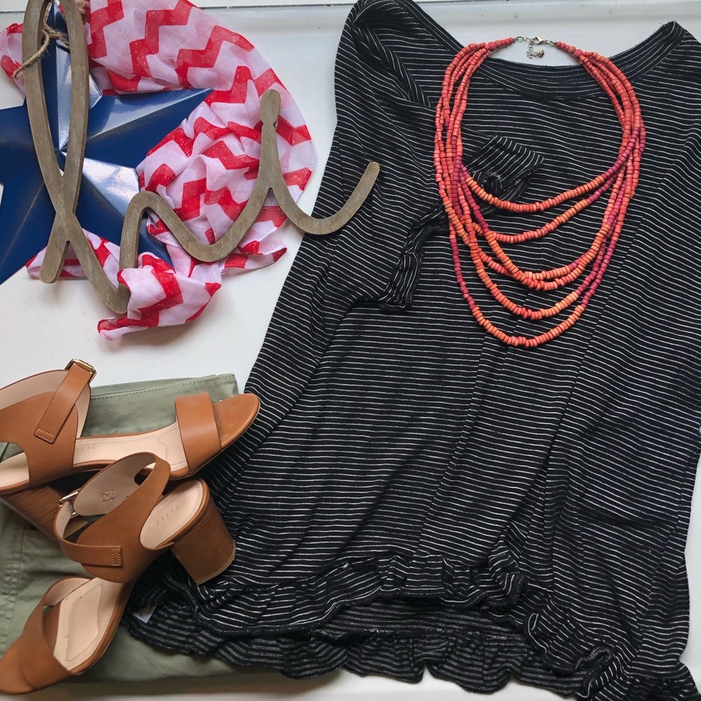 Loft Outlet black and silver striped top.